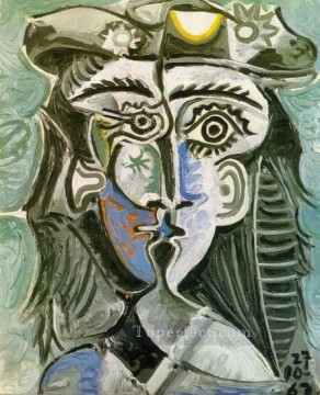 Cubism Painting - Tete de femme au chapeau I 1962 Cubist
